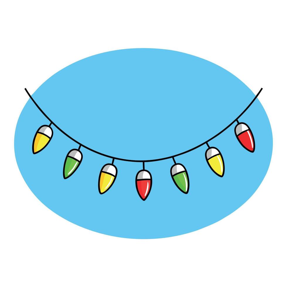 Christmas garland bokeh lights over blue background. Minimalist holiday illumination. vector
