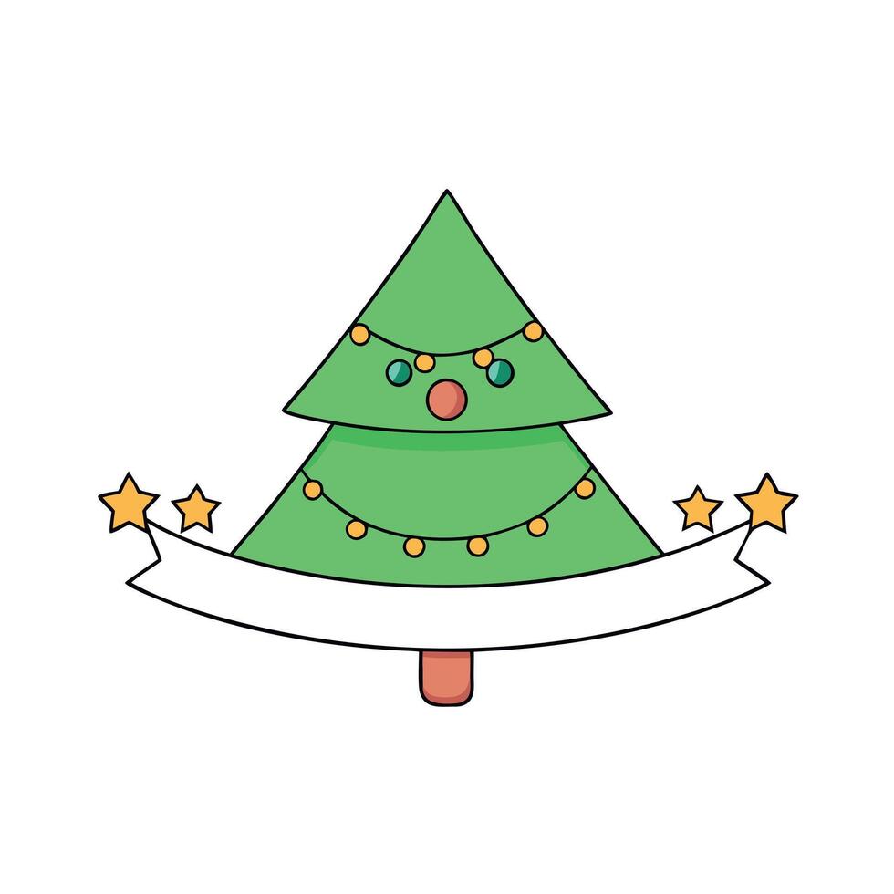 Christmas tree banner with a garland of lights on a blurred background. vector