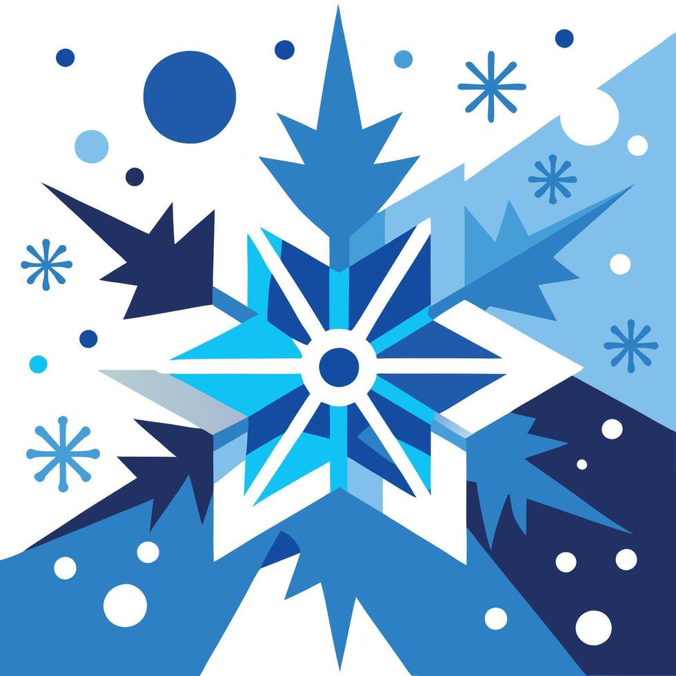 Abstract white and blue snowflakes Christmas background vector