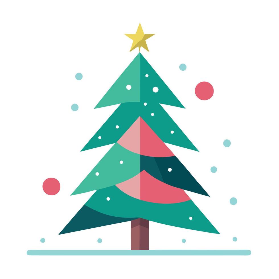 Abstract minimalist fir tree as christmas card design vector