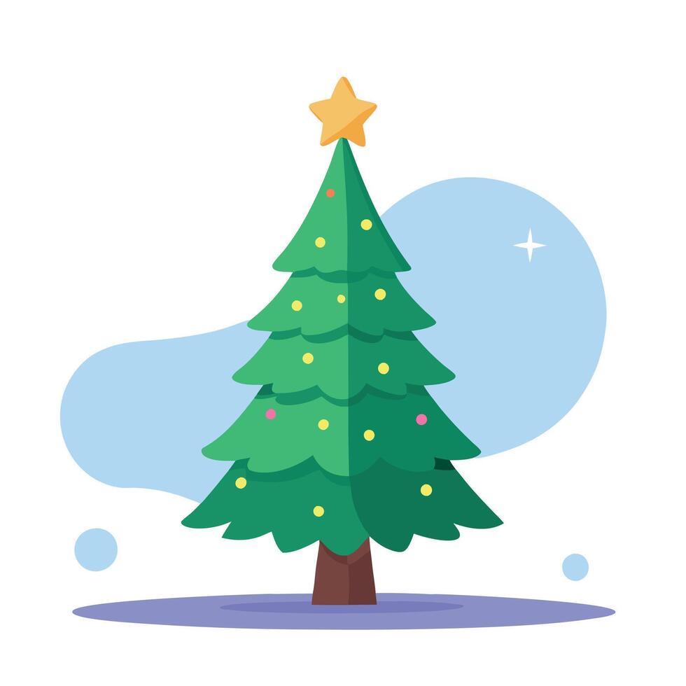 A small christmas tree in front of a blurry background. vector
