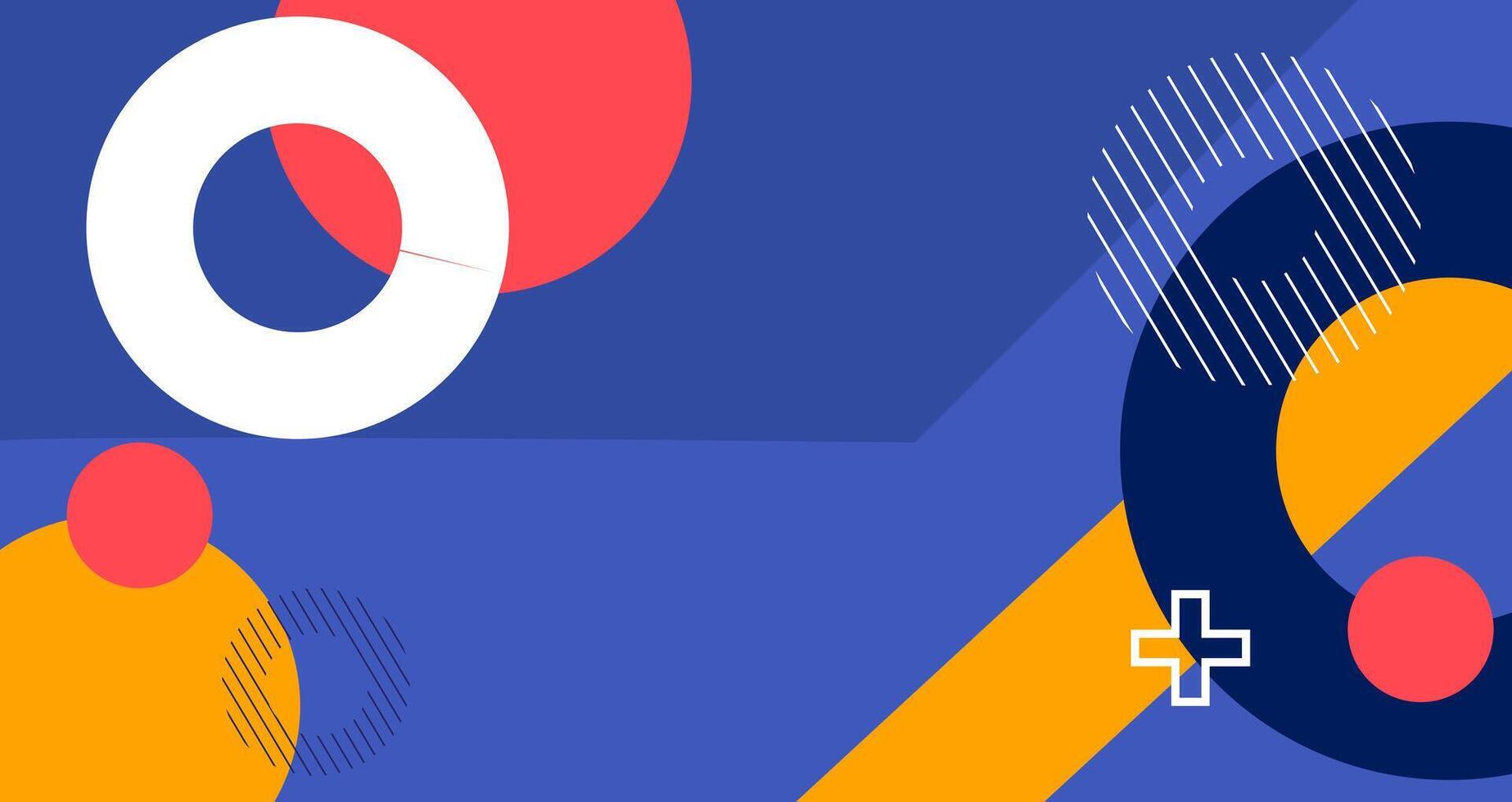 Dynamic design banner shape Blue Dark background concept, Abstract geometric line solid color Red and orange element design good for used on posters, banner, web and any more vector