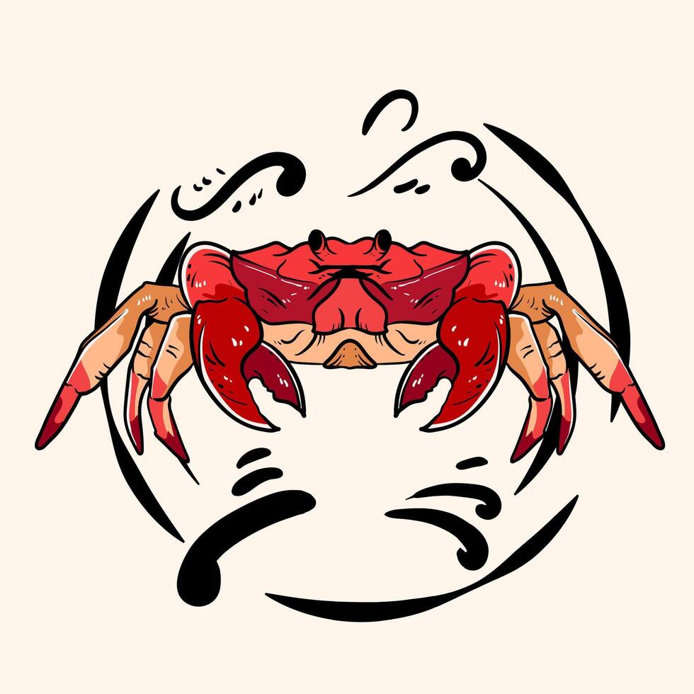 Illustration Hand drawn crab and text crab is my spirit animal for design apparel tattoos or merchandise element vector