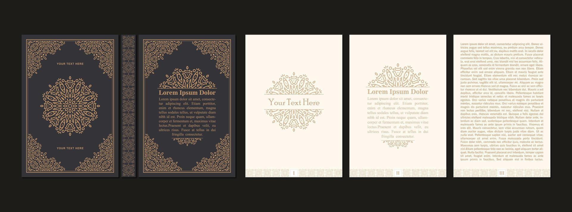 Ornamental book cover design template vector
