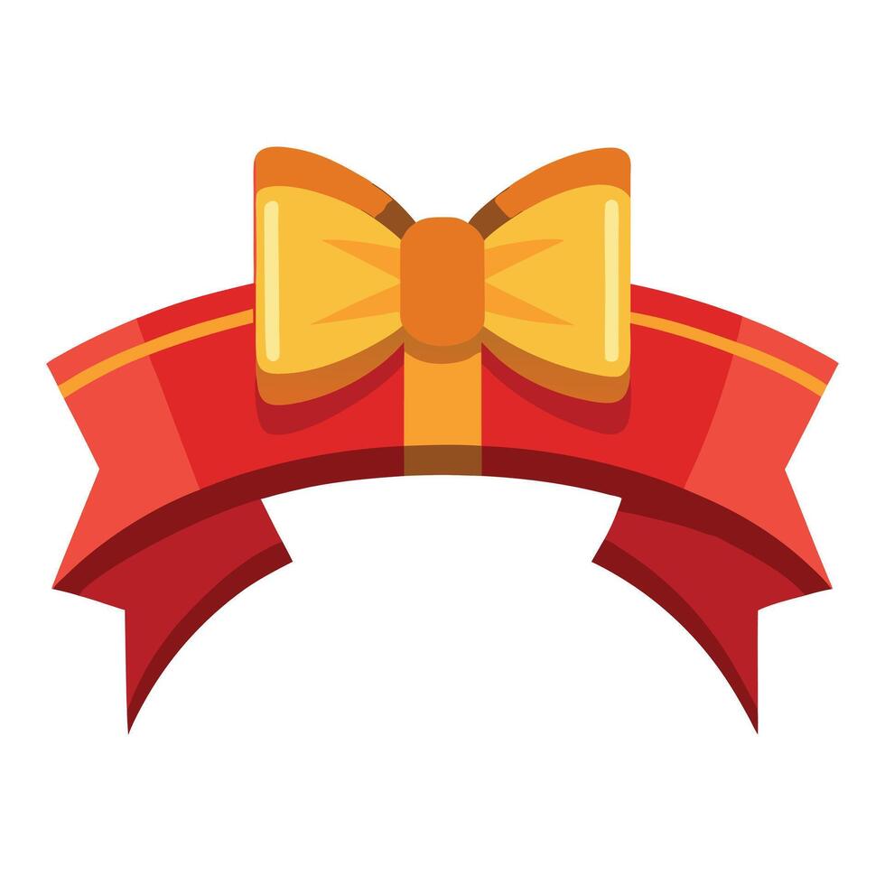 Red ribbon and bow with gold isolated against transparent background vector