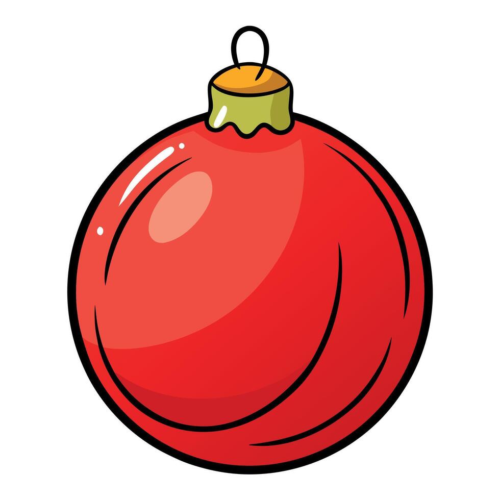 Single red christmas ball in watercolor clipart design isolated against transparent background vector