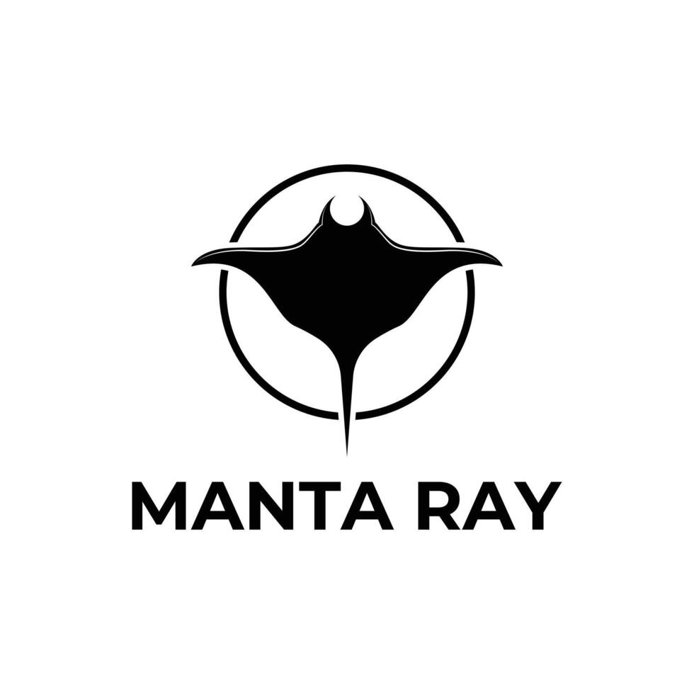 manta ray logo design concept with label circle vector