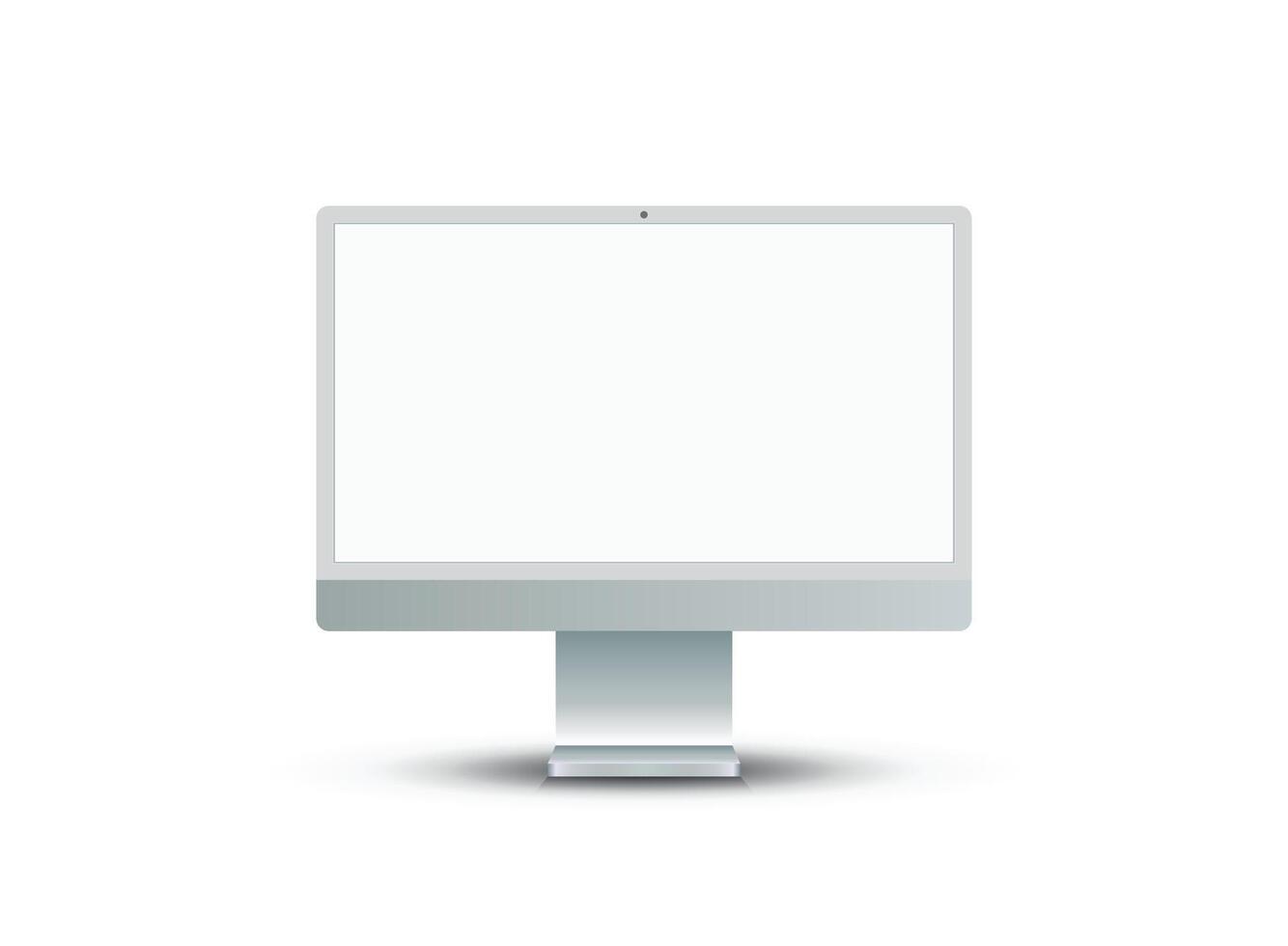 Thin frame monitor mock up icon in flat style. Computer display illustration on isolated background. Electronic gadget sign business concept. vector