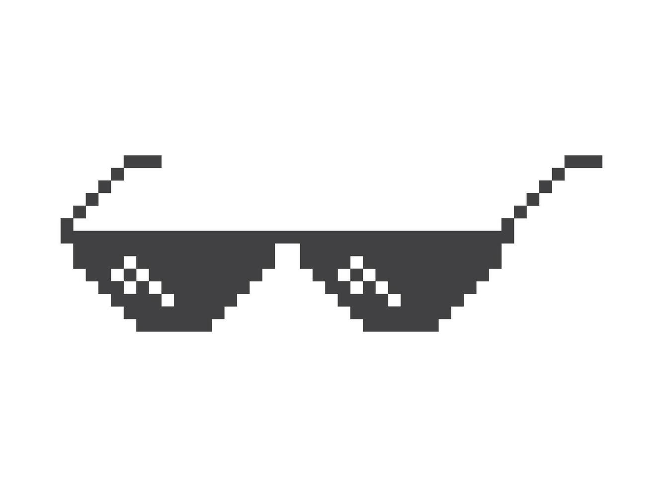 Pixel sunglasses icon in flat style. Glasses illustration on isolated background. Funny accessory sign business concept. vector