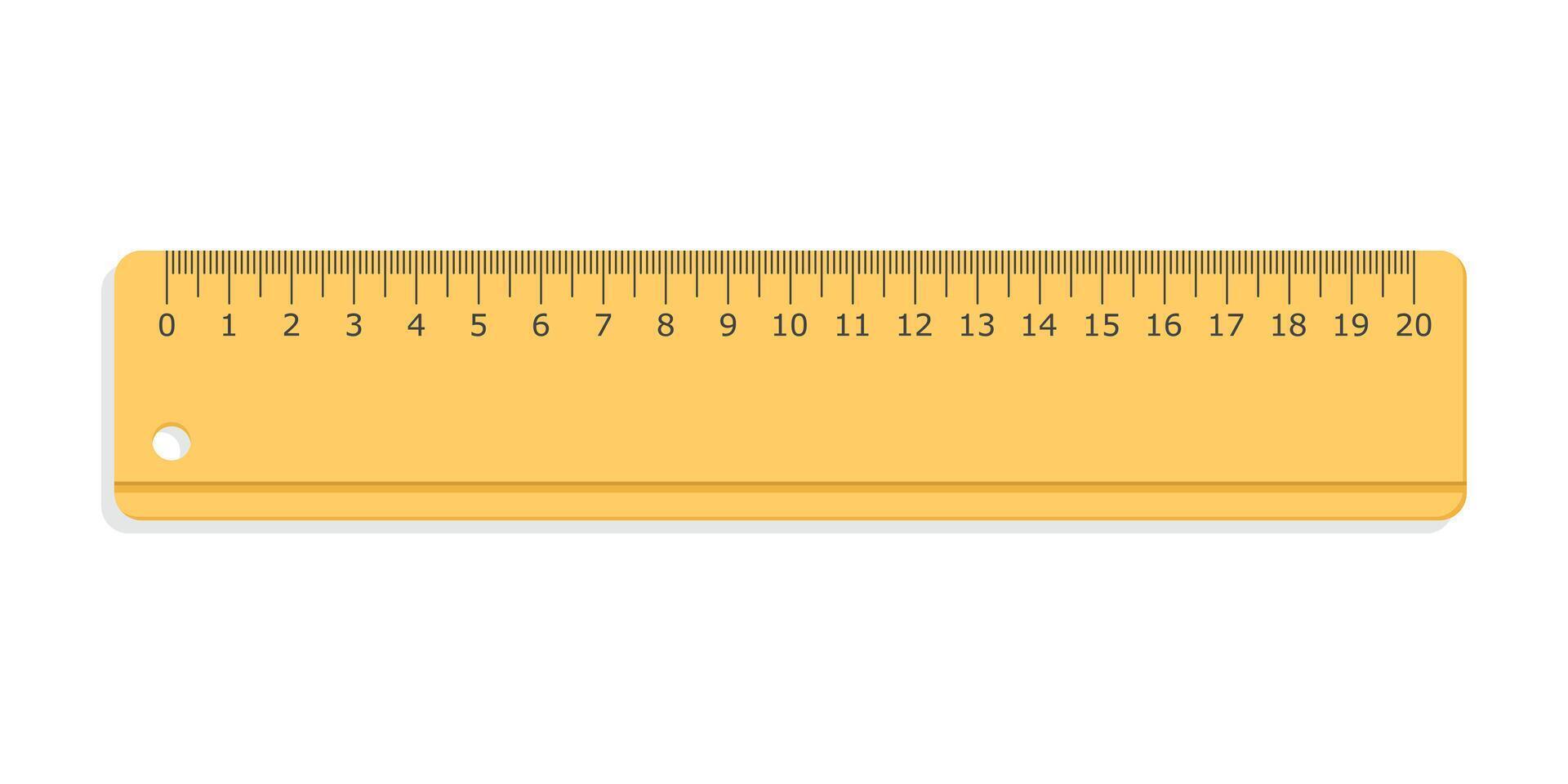 Yellow plastic ruler icon in flat style. Measuring tool illustration on isolated background. Stationery sign business concept. vector