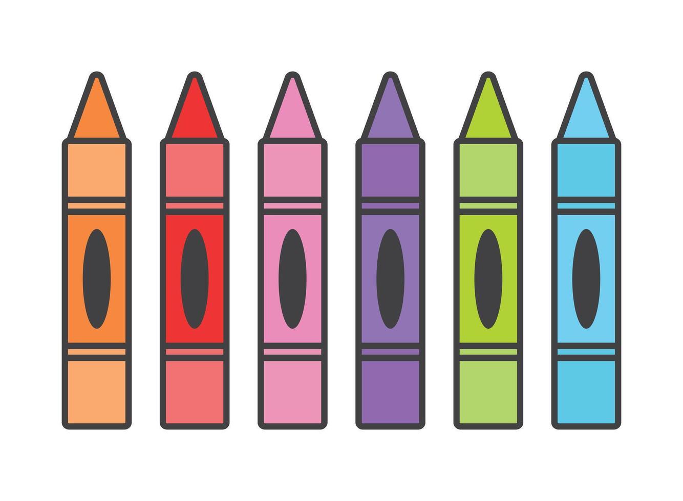 Office stationery crayon icons set in flat style. Pencil illustration on isolated background. Felt pen, marker sign business concept. vector