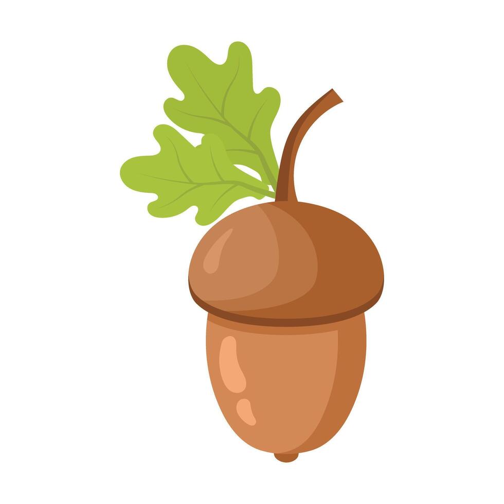 Acorn icon in flat style. Oak nut illustration on isolated background. Nature sign business concept. vector