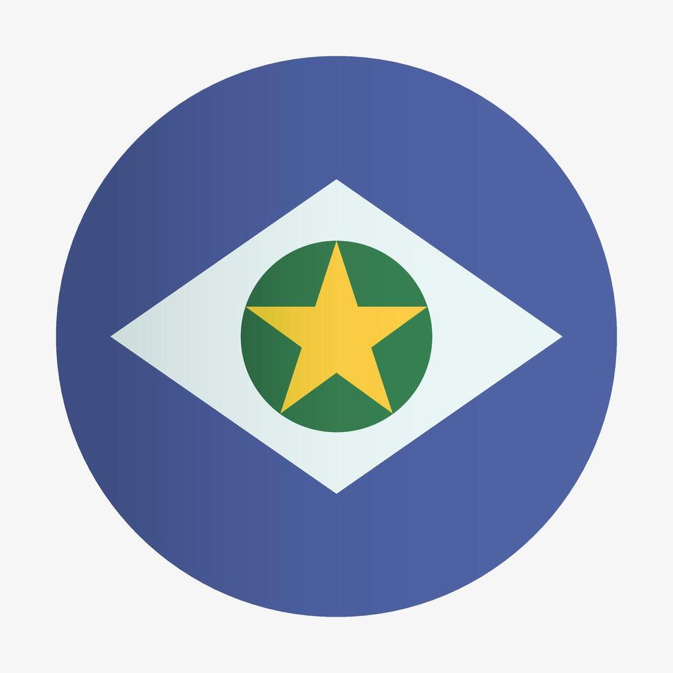 Flag of Mato Grosso State of Brazil. Bandeira oficial. Circle flag badge vector