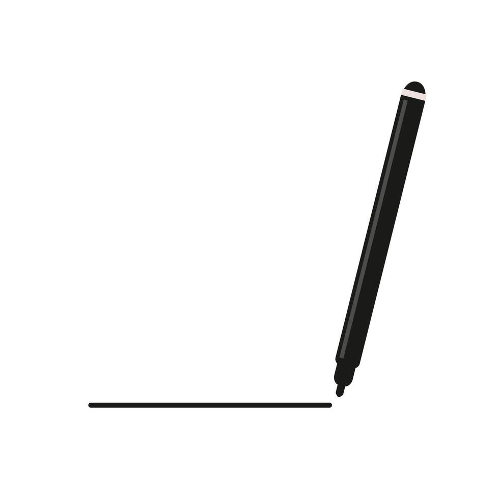 A felt pen or marker draws a straight line. Signature to be placed here. illustration vector