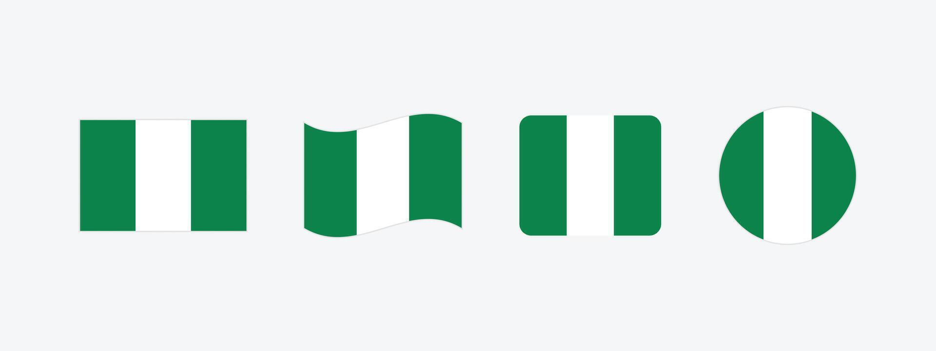 Nigeria flag. Set of Nigeria Flags Collection. vector