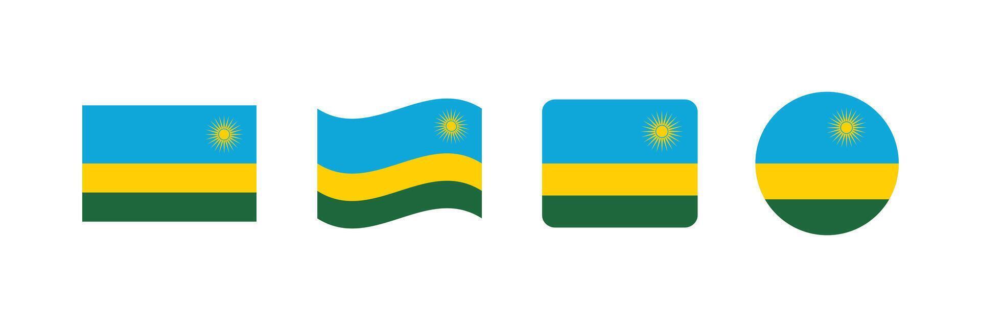 Rwanda flag. Set of Rwanda Flags Collection. vector
