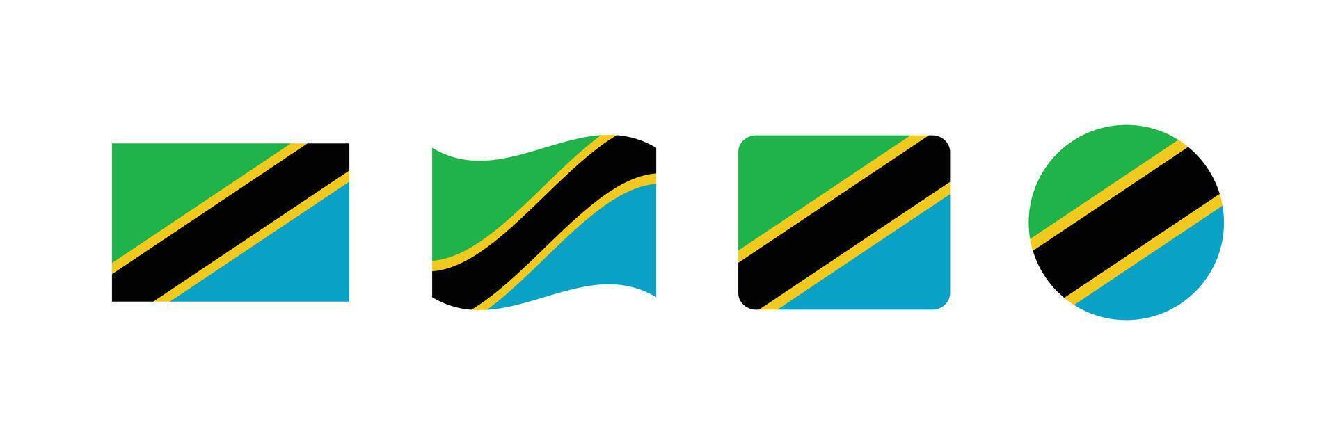 Tanzania flag. Set of Tanzania Flags Collection. vector