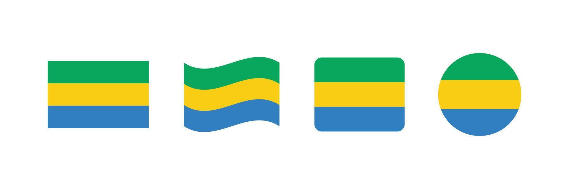 Gabon flag. Set of Gabon Flags Collection. vector