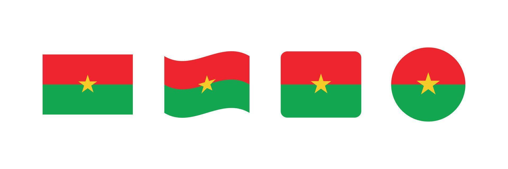 Burkina Faso flag. Set of Burkina Faso Flags Collection. vector
