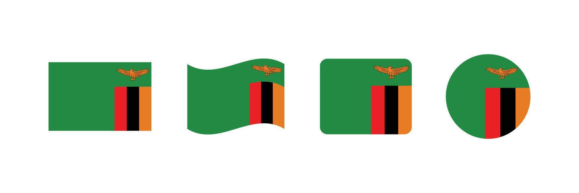 Zambia flag. Set of Zambia Flags Collection. vector