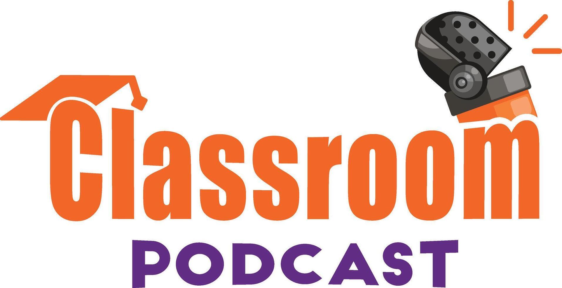 Talking Microphone Over letter m Classroom Podcast vector