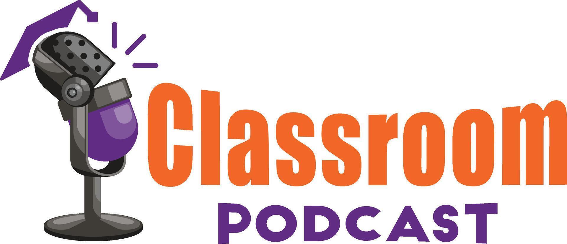 Graduation hat Microphone Classroom Podcast vector