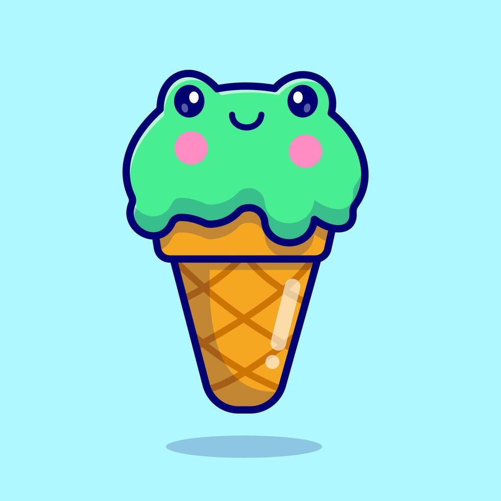 Cute Ice Cream Cone Frog Cartoon vector
