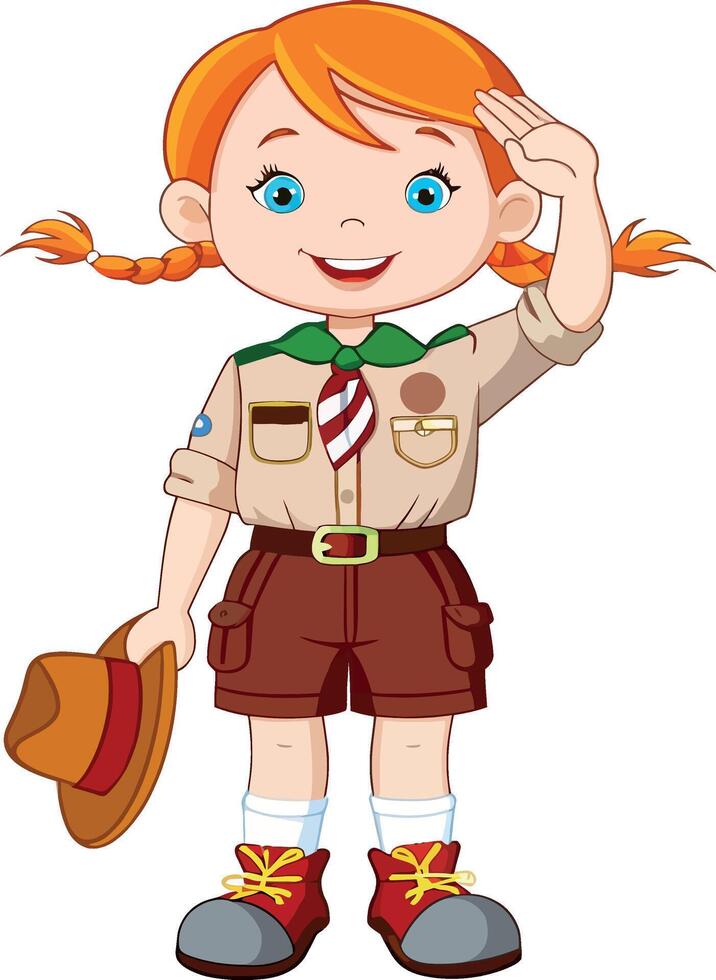 young girl dressed as Girl scout vector