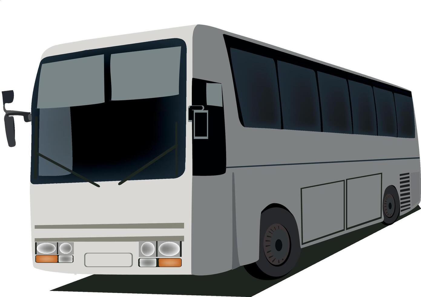 Large white coach bus parked on white background vector