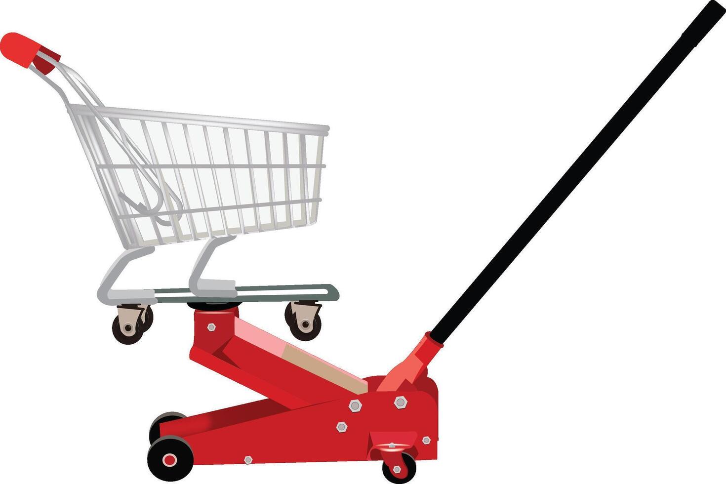 A shopping cart on a trolley dolly vector