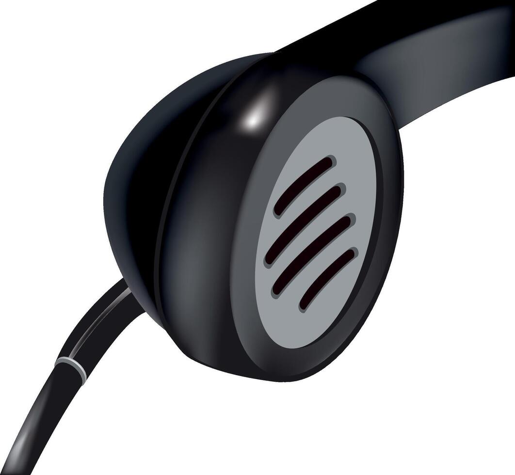 Headset microphone broadcasting audio on white background vector