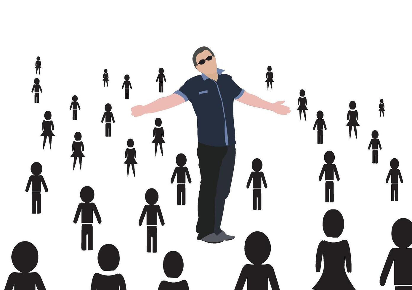 Manager embracing his team, welcoming and supporting his colleagues vector