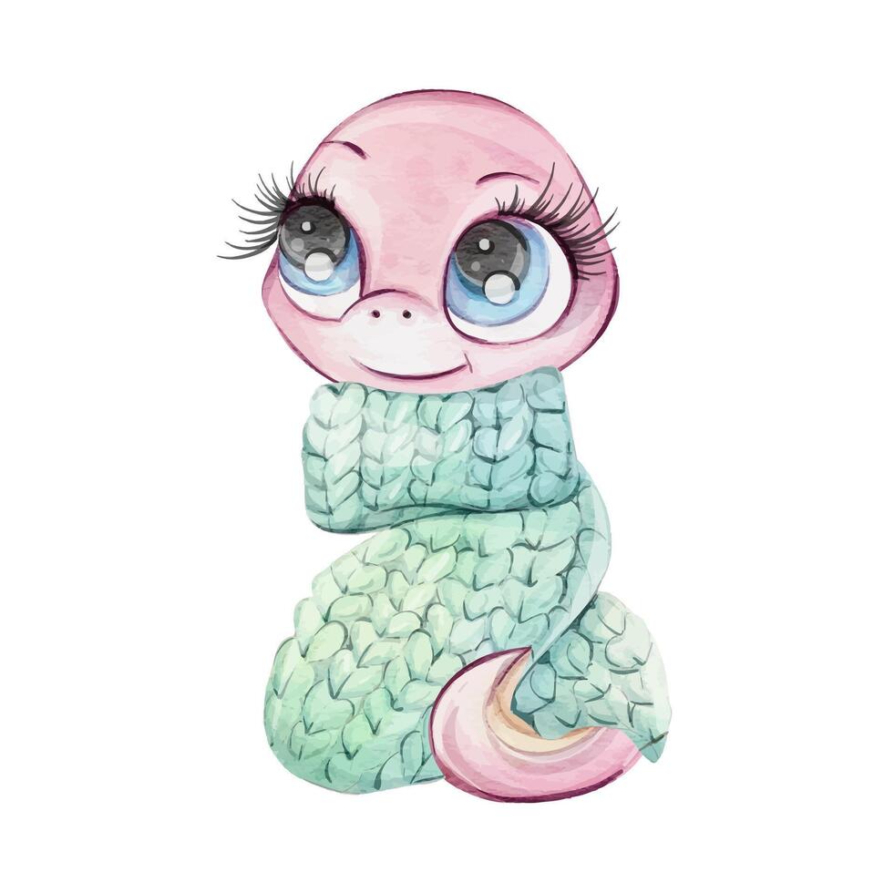 A charming cartoon worm in a cozy knitted sweater, with big, expressive eyes that attract attention vector