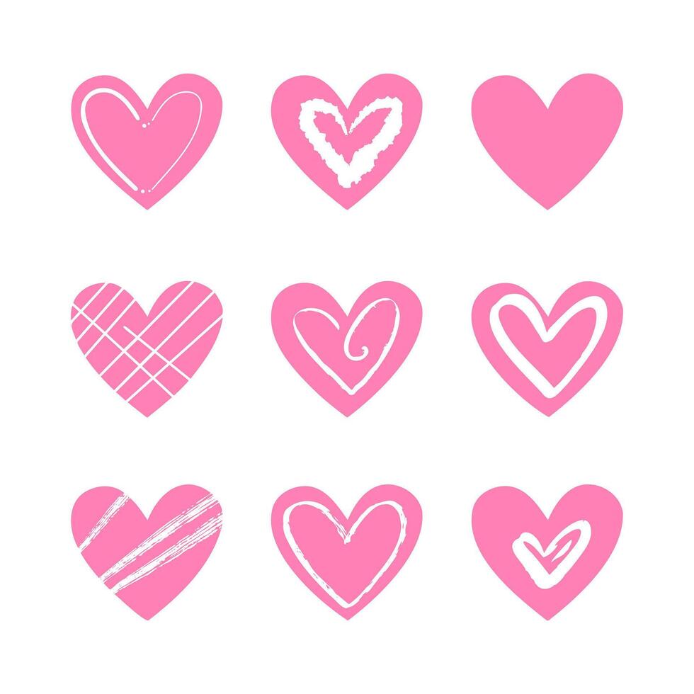 Doodle heart, love symbol icon vector