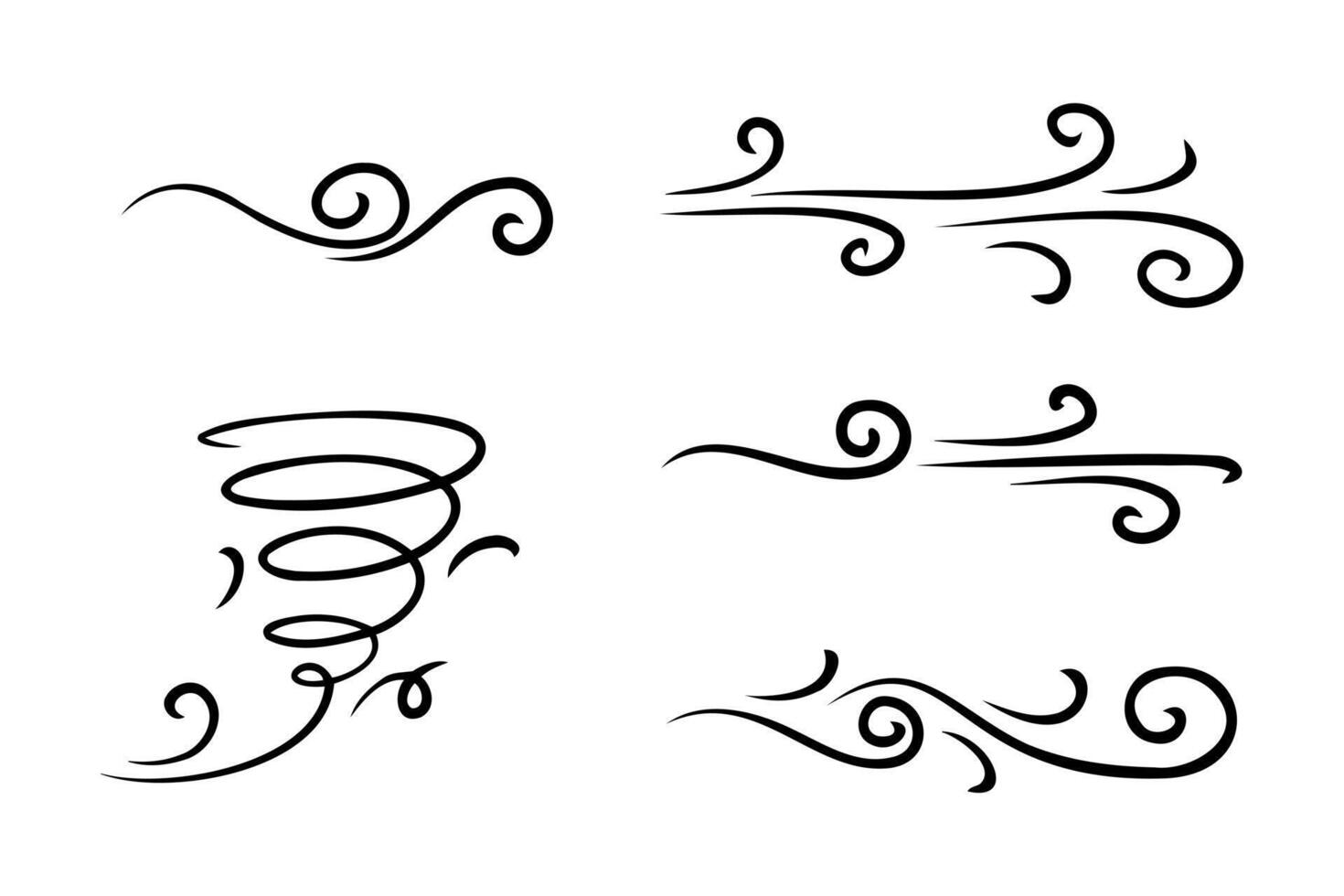 hand drawn wind doodle set illustration. vector