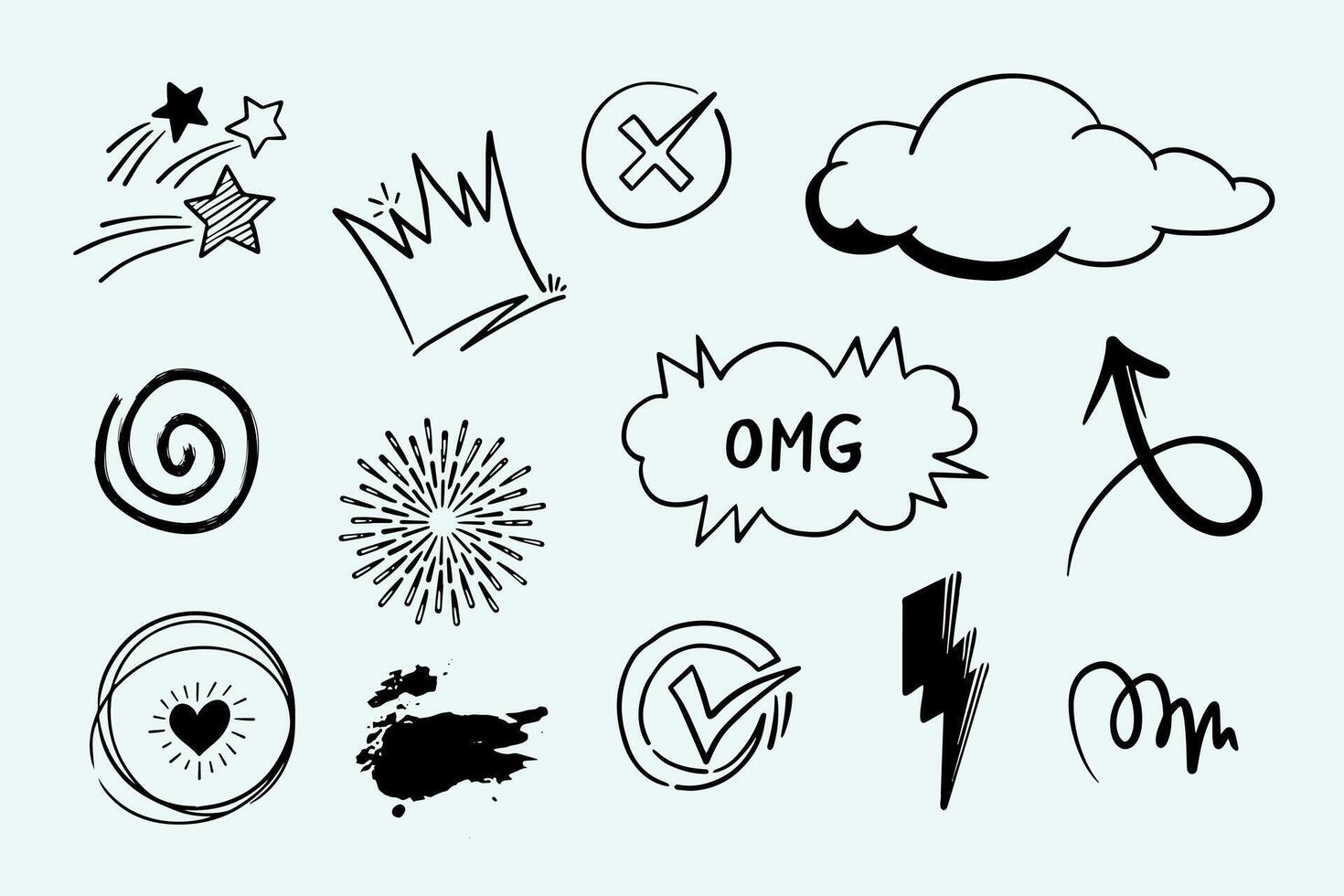 Doodle element set, for concept design. vector
