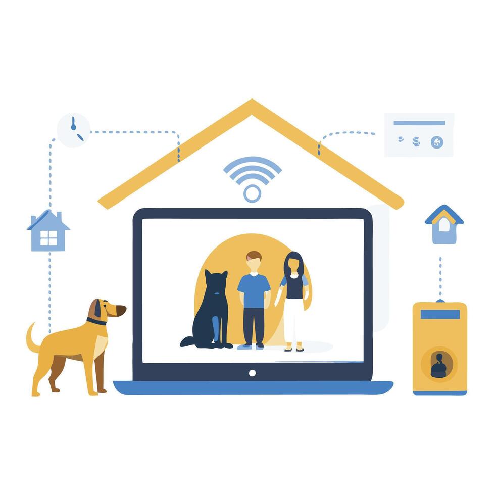 Home automation with smart home devices vector