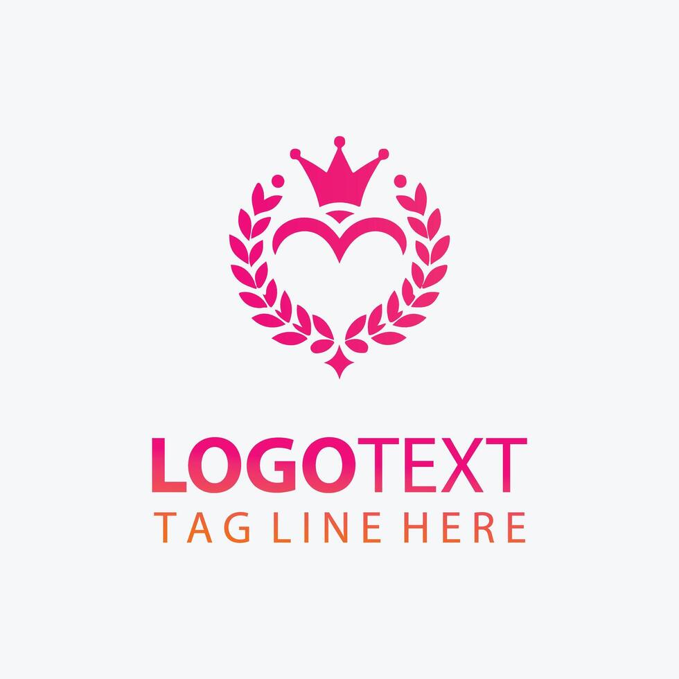 Modern Heart Logo Design with Leaves and Sparkle. vector