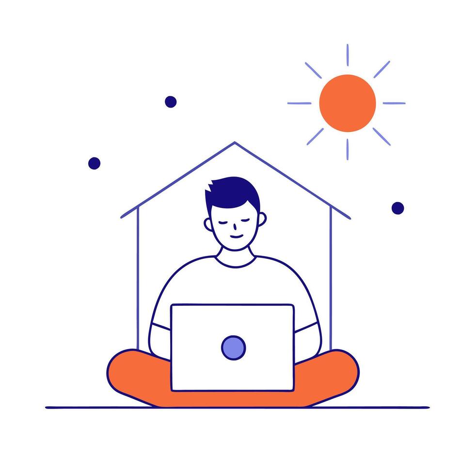 Man working from home illustration vector