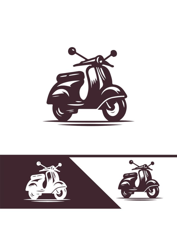 Retro Scooter Rider in a Circle Logo Vintage Style vector
