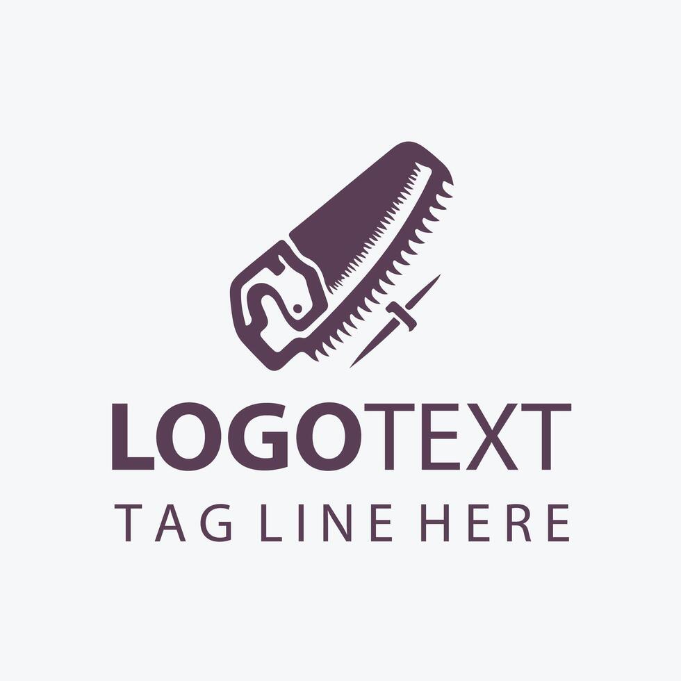 Simple and Bold Hand Saw Logo for Carpentry and Construction Businesses vector