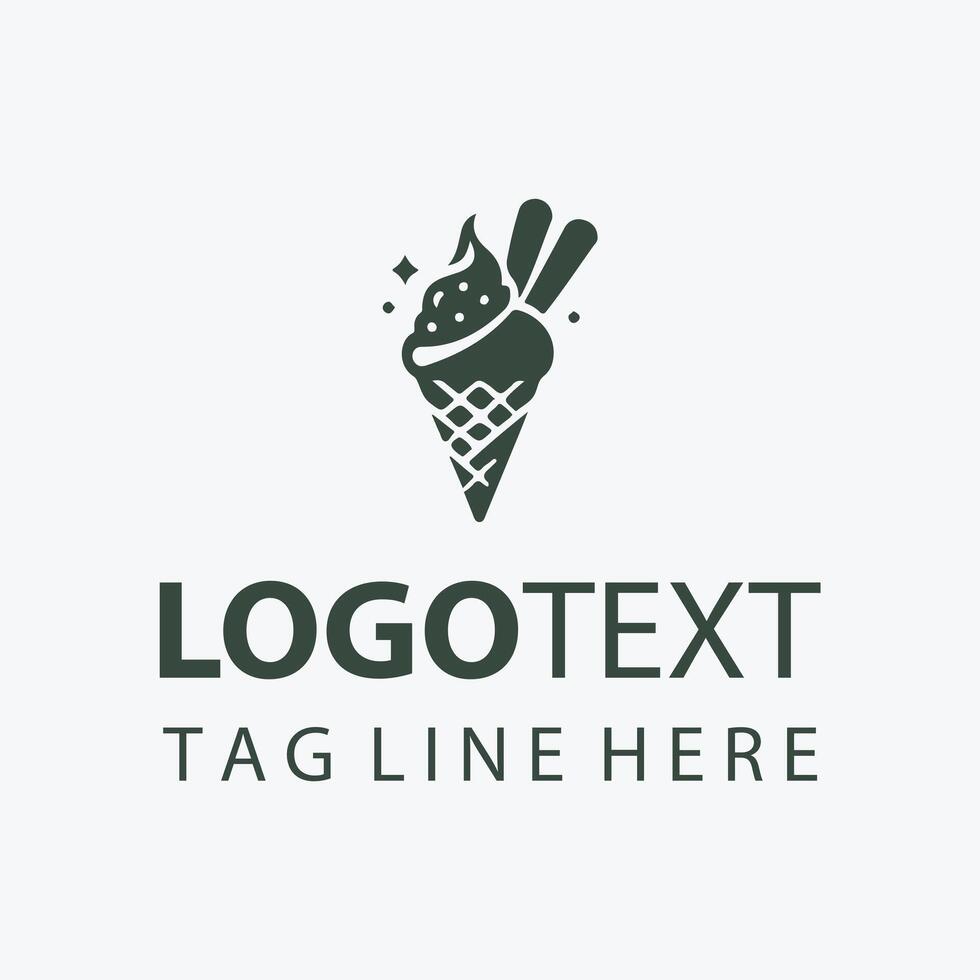 Cool Blue Ice Cream Cone Logo vector