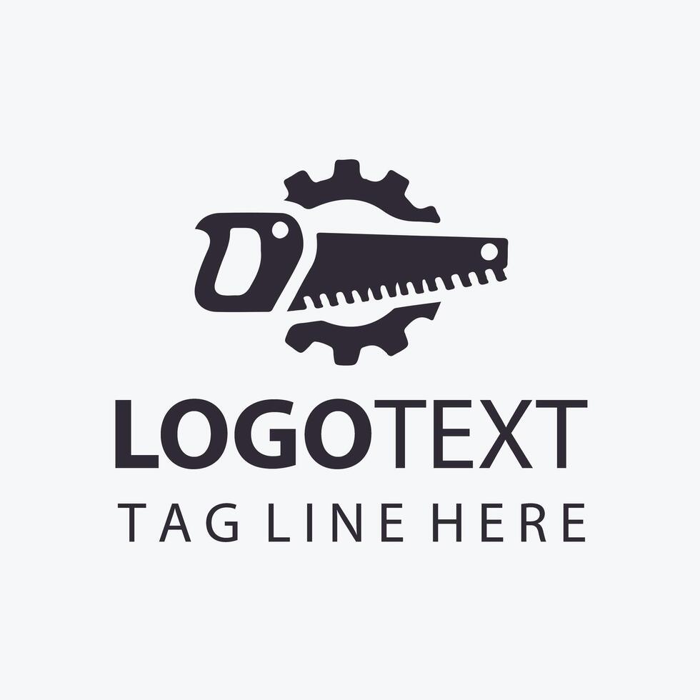 Crossed Saw and Knife Logo for Handyman or Carpenter Business vector