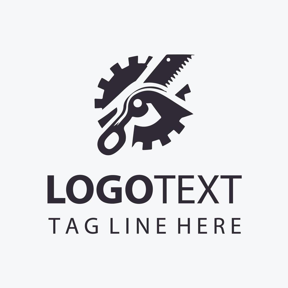 Crossed Saw and Knife Logo for Carpentry and Woodworking vector