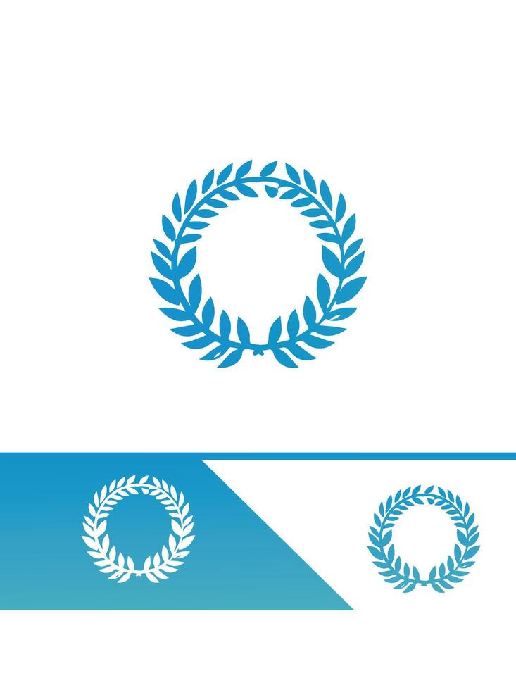 A laurel wreath logo and a blue background vector