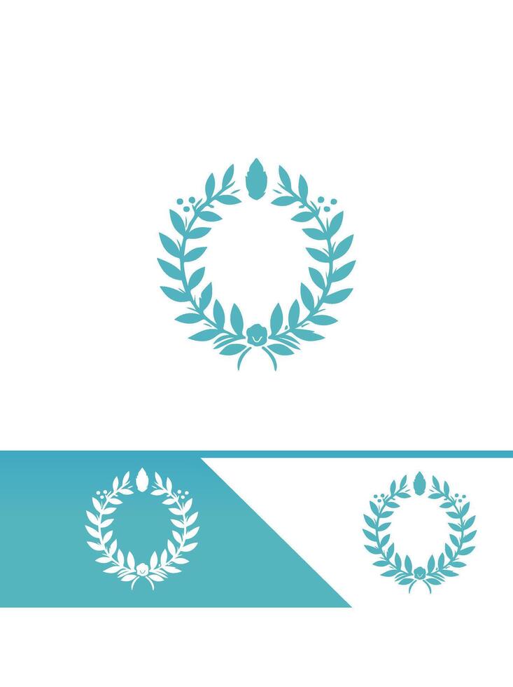 A laurel wreath logo and a blue and white logo vector
