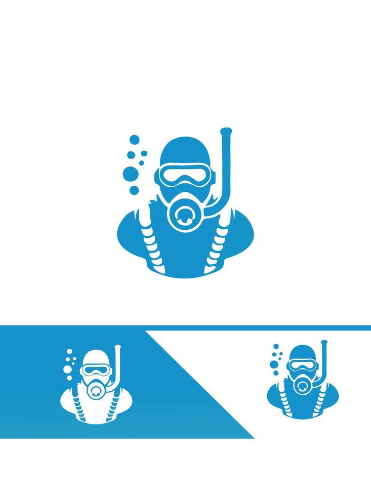 A blue and white logo for a diving company vector