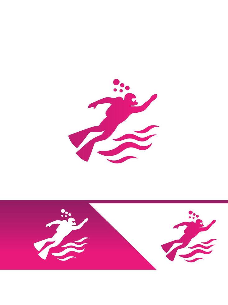 A pink and white logo for a diving company vector