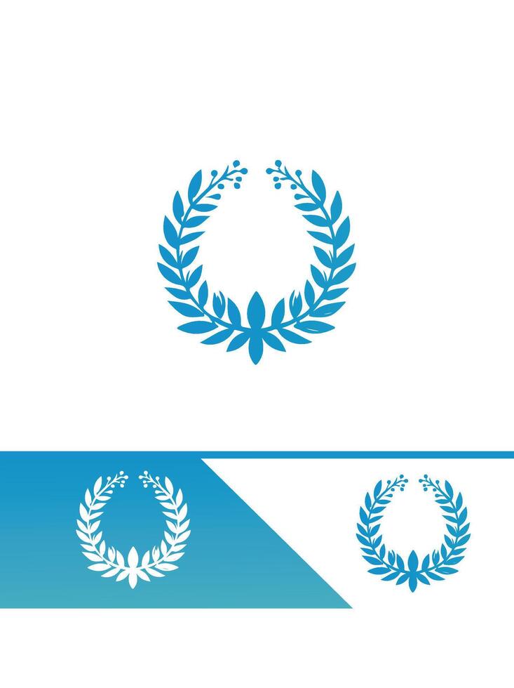 A laurel wreath logo and a blue background vector