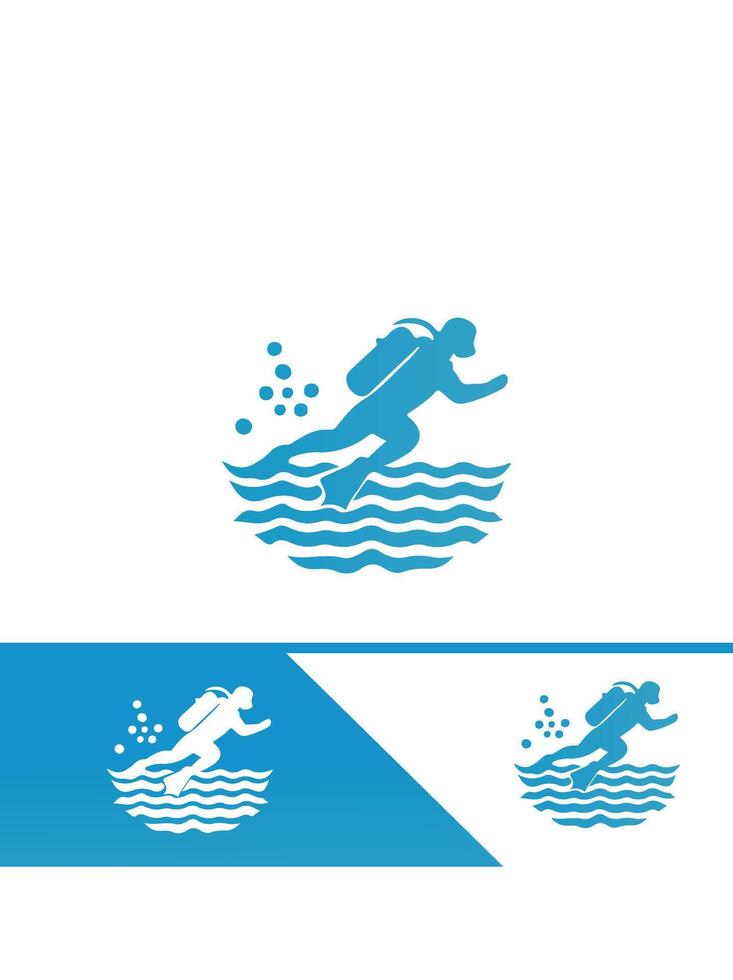A blue and white logo for a diving company vector